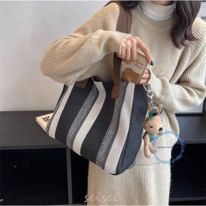 トートバッグ レディース ストライプ A4対応 3way キャンバス 帆布 肩掛け バッグ 手提げ 大容量 多収納 シンプル おしゃれ 通勤 通学 軽量