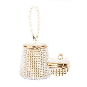 パーティーバッグ ハンドバッグ レディース クラッチバッグ バッグ お呼ばれ サブバッグ パール フォーマル バケツバッグ バケツ型 美しい