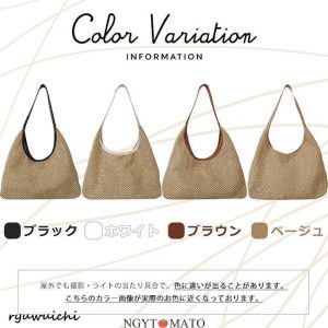カゴバッグ ハンドバッグ 手持ちバッグ 手提げバッグ トートバッグ 手提げ 肩掛け 2way シンプル 軽量 かごバッグ 手持ち 草編み 大容量 可愛い おしゃれ 春 夏